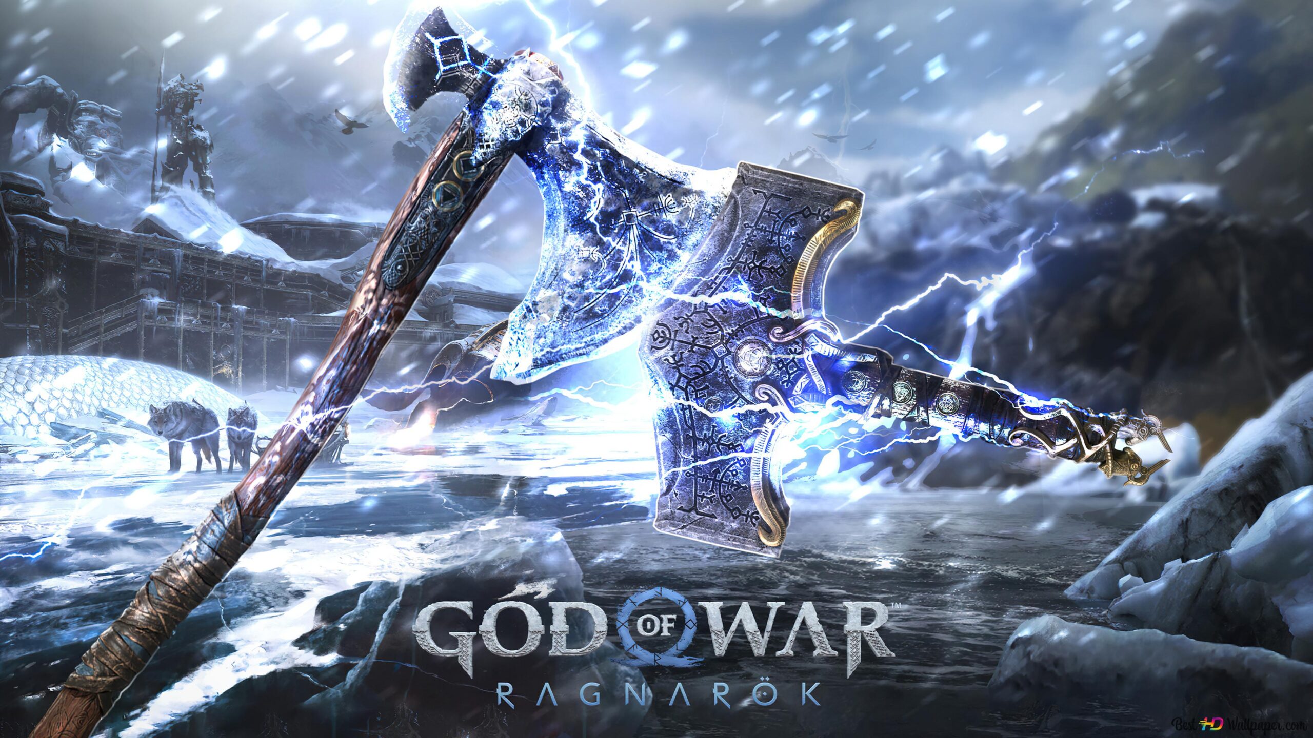 god of war ragnarok kratos axe and thor s hammer wallpaper 3840x2160 54