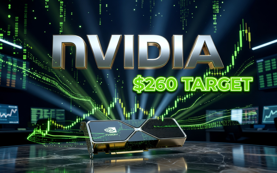 nvidia stock cup and handle breakout to 260 dollar target